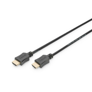 DIGITUS AK-330114-020-S - HDMI Standard Anschlusskabel, Typ A SSt/St, 2.0m, m/Ethernet,  Full HD, gold, sw