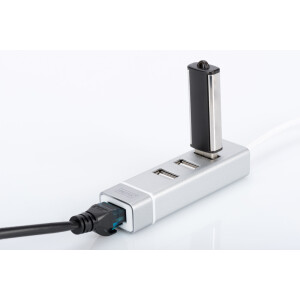 DIGITUS DA-70253 - USB 2.0 Type-C 3-Port HUB & Fast Ethernet LAN 3x USB A/F, 1x RJ45 Lan, Chipset: FE1.1S/RTL8152B