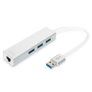 DIGITUS DA-70250-1 - USB 3.0, 3-Port HUB &amp; Gigabit...