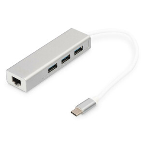 USB Hub  3x USB 3.0 Lan Typ-C 3xUSB3.0, 1xRJ45, 10-1000Mbps