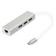 DIGITUS DA-70255 - 3 Port USB 3.0 Type-C Hub mit Gigabit Ethernet 3xUSB A/F,1xUSB A/M,1xRJ45 LAN, Win/Mac OS