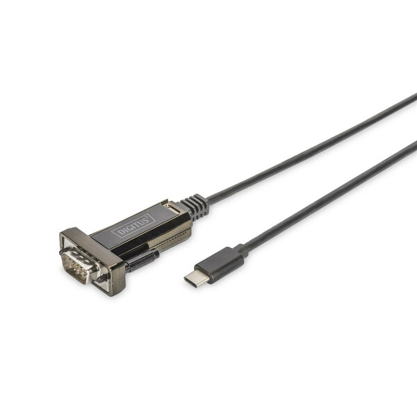 DIGITUS DA-70166 - USB Typ C 2.0 auf serial Adapter, DSUB 9M 1m Kabel Länge, FTDI Chipsatz
