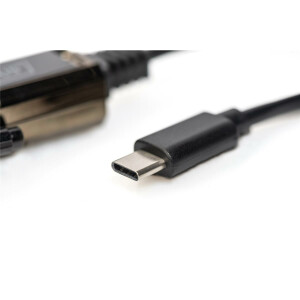 DIGITUS DA-70166 - USB Typ C 2.0 auf serial Adapter, DSUB 9M 1m Kabel L&auml;nge, FTDI Chipsatz