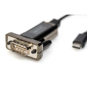 DIGITUS DA-70166 - USB Typ C 2.0 auf serial Adapter, DSUB 9M 1m Kabel Länge, FTDI Chipsatz