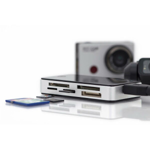 DIGITUS DA-70330-1 - USB 3.0 Card Reader mit 1m USB A Verbindungskabel Unterst&uuml;tzt MS/SD/SDHC/MiniSD/M2/CF/MD/SDXC Karten