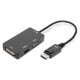 DIGITUS AK-340418-002-S - DisplayPort Konverterkabel, DP - HDMI+DVI+VGA M-F/F/F, 0.2m, 3in1 Multi-Media Kabel, CE, gold,sw