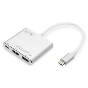 DIGITUS DA-70838-1 - USB Type-C Multi Adapter 4K 30Hz HDMI 1 USB C port for PD 100W, 1 USB 3.0 port