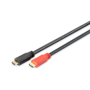 DIGITUS AK-330118-100-S - HDMI High Speed Anschlusskabel, Typ A, m/ amp. St/St, 10.0m, Ultra HD 24p, CE, gold, sw