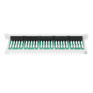 ISDN Patchpanel, 50xRJ45 19" 1HE, RAL7035, UTP 3-6, 4-5