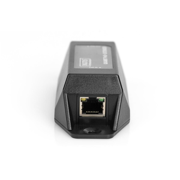 DIGITUS DN-95123 - Gigabit Ethernet PoE+ Repeater, 802.3at 1-port, Power Pins:3/6(+), 1/2(-), 22W