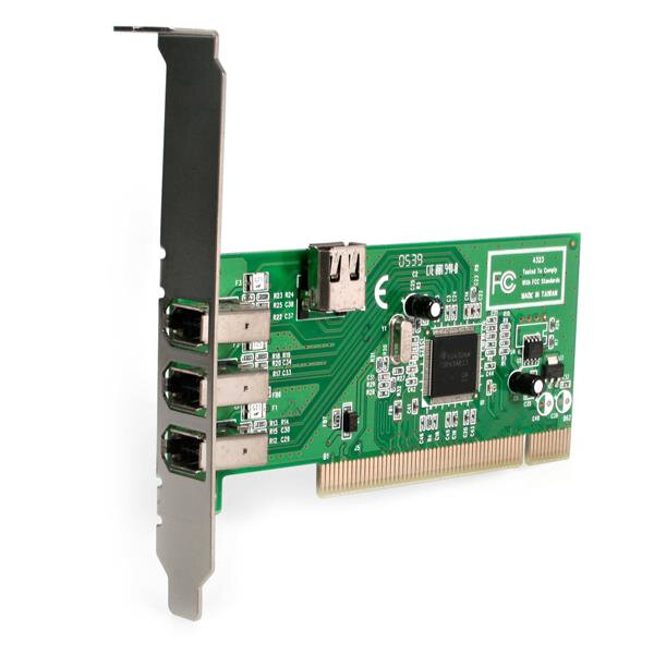 StarTech.com 4 Port 1394a FireWire PCI Schnittstellenkarte - 3x extern 1x intern - PCI - IEEE 1394/Firewire - Grün - Metallisch - CE - UL - FCC - REACH - TAA - Microsoft WHQL Certified - Texas Instruments - TSB12LV26 - 0,4 Gbit/s