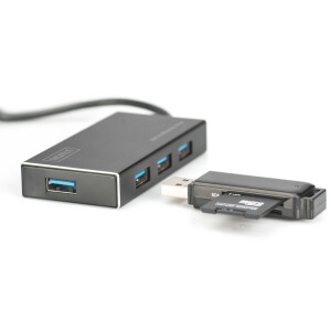 DIGITUS DA-70240-1 - USB 3.0 Hub, 4-port Incl. 5V/2A power supply, Aluminium Geh&auml;use