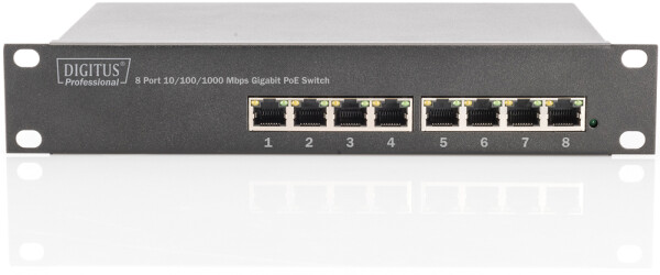 DIGITUS DN-95317 - Gigabit Ethernet PoE switch 8-port PoE, 10 inch, 80W PoE budget