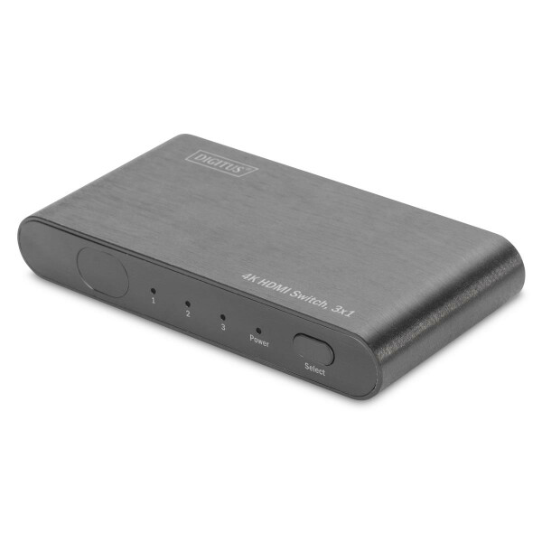 DIGITUS DS-45316 - 4K Highspeed HDMI 2.0 Switch, 3x1 UHD 4K*2K@60Hz, Full 3D, Alu-Geh&auml;use, schwarz