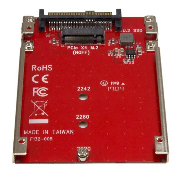 StarTech.com M.2 auf U.2 (SFF-8639) Host Adapter für M.2 PCIe NVMe SSD - U.2 - M.2 - Rot - CE - FCC - TAA - REACH - 5 - 50 °C - -25 - 70 °C