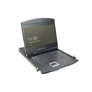 DIGITUS DS-72211-2GE - Modulare Konsole mit 19&quot; TFT (48,3cm), 8-Port KVM &amp; Touchpad, DE Tastatur, RAL 9005 sw