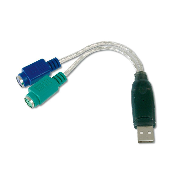DIGITUS DA-70118 - USB zu PS/2 Adapter, 2 X Mini-Din 6/F, USB A/M