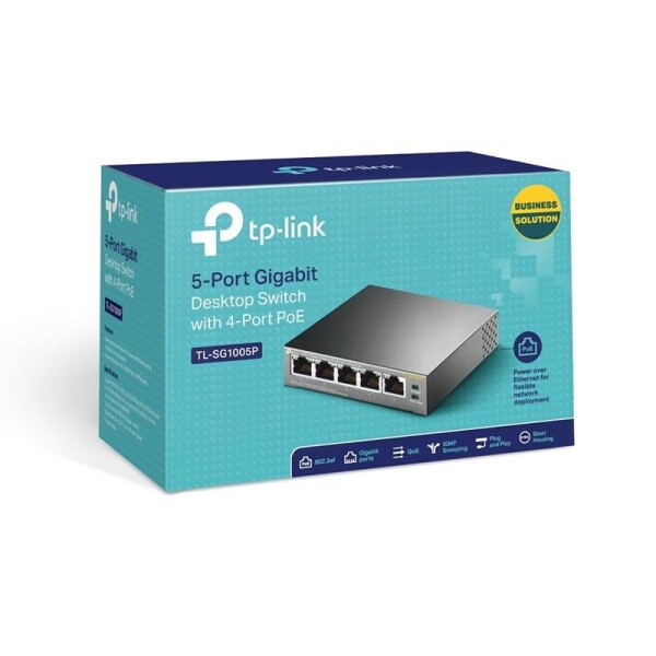 TP-LINK TL-SG1005P ungemanaged Gigabit Ethernet (10/100/1000) Energie Über Ethernet (PoE) Unterstützung Schwarz Netzwerk-Switch