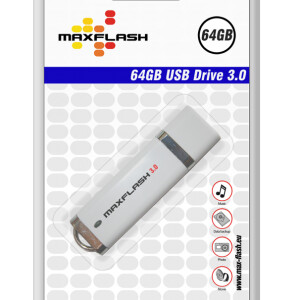 Memorysolution MaxFlash 64GB USB 3.0 - 64 GB - USB Typ-A - 3.2 Gen 1 (3.1 Gen 1) - 65 MB/s - Kappe - Wei&szlig;