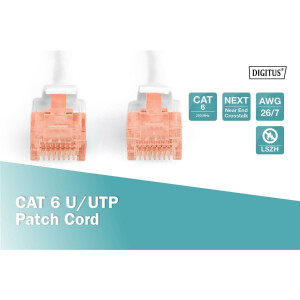 Patchk.Cat.6  0,5m U/UTP WEISS Premium Line AWG26/7  LSHZ