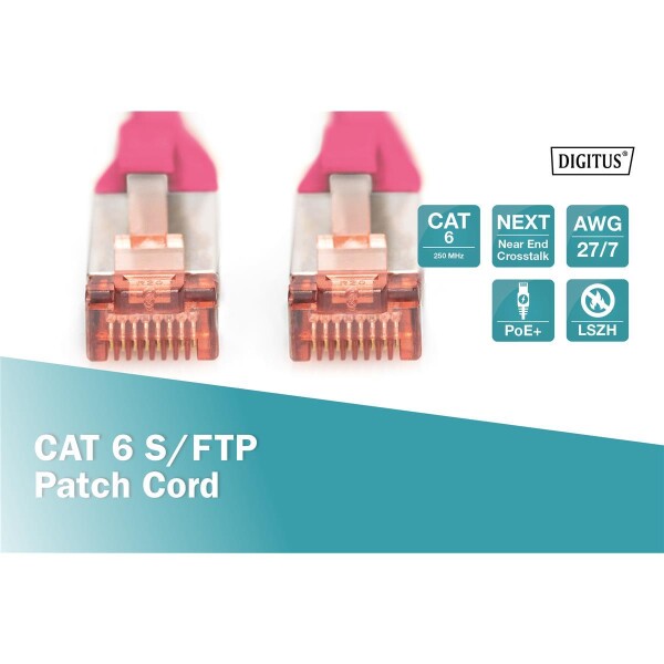 Patchk. Cat.6 S/FTP 2m Rosa AWG27/7  LSOH