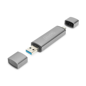 Card Reader,USB C,USB3.0, OTG 1xSD,1x MicroSD,1xUSB3.0,Grau