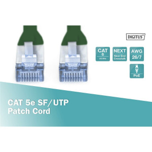 Patchk.Cat.5e 0,5m SF/UTP GRÜN Premium Line AWG26/7