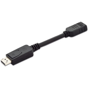 DIGITUS AK-340400-001-S - DisplayPort Adapterkabel, DP - HDMI Typ A St/Bu, 0.15m,m/Verriegelung, DP 1.1a komp., CE, sw