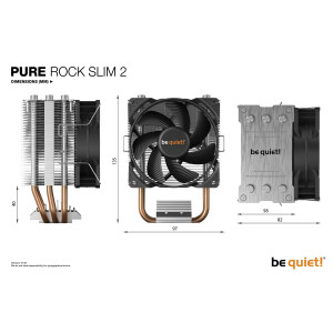 Be Quiet! PURE ROCK SLIM 2 - K&uuml;hler - 9,2 cm - 2000 RPM - 13,1 dB - 25,4 dB - Silber