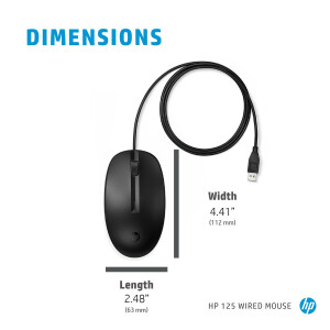 HP 125 Kabelgebundene Maus - Beidhändig - USB Typ-A...