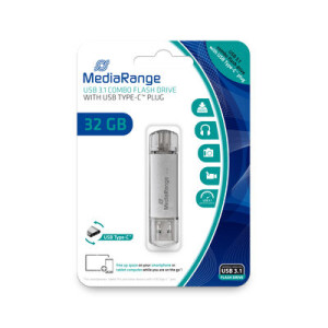 MEDIARANGE MR936 - 32 GB - USB Type-A / USB Type-C - 3.2 Gen 1 (3.1 Gen 1) - 70 MB/s - Kappe - Silber