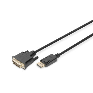 DIGITUS DB-340301-020-S - DisplayPort Adapterkabel, DP - DVI (24+1) St/St, 2.0m, m/Verriegelung, DP 1.1a, CE, sw