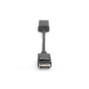DIGITUS AK-340415-002-S - DisplayPort Adapterkabel, DP - HDMI Typ A St/Bu, 0.2m, w/lock, HDMI 2.0, akt., CE, gold, sw