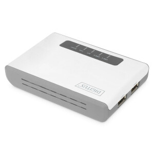 DIGITUS DN-13024 - Wireless 300N Multifunction Network Server 2-port, USB2.0, Network USB Hub, Print Server