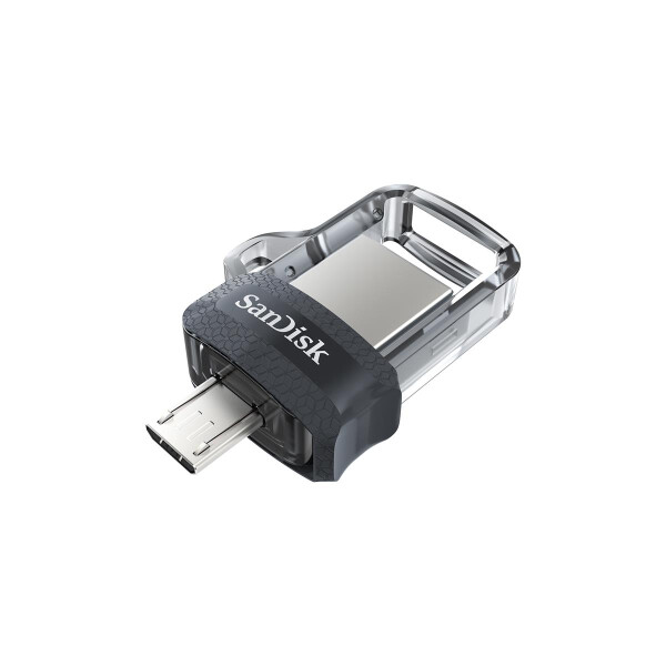SanDisk Ultra Dual m3.0 - 64 GB - USB Type-A / Micro-USB - 3.2 Gen 1 (3.1 Gen 1) - Dia - 5,2 g - Schwarz - Silber - Transparent