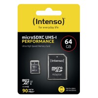 Intenso microSDXC 64GB Class 10 UHS-I U1 Performance -...