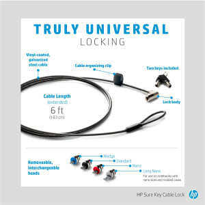 HP Sure Key Kabelschloss - 1,83 m - Schlüssel -...