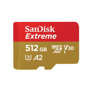 SanDisk Extreme microSDXC 512GB+SD Adapater 190MB/s 130MB/s A2 C10 V30 UHS-I U3