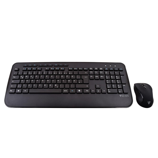 V7 CKW300DE – Tastatur in Standardgröße - Handballenauflage - Deutsch QWERTZ - schwarz - Standard - Bluetooth - Schwarz - Maus enthalten