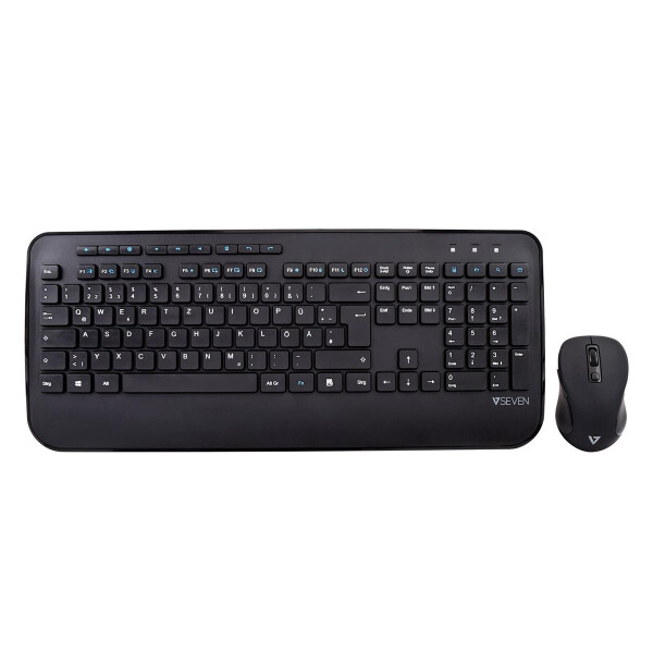 V7 CKW300DE – Tastatur in Standardgröße - Handballenauflage - Deutsch QWERTZ - schwarz - Standard - Bluetooth - Schwarz - Maus enthalten
