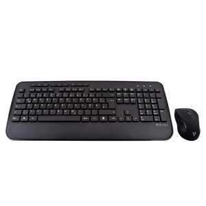 V7 CKW300DE &ndash; Tastatur in Standardgr&ouml;&szlig;e - Handballenauflage - Deutsch QWERTZ - schwarz - Standard - Bluetooth - Schwarz - Maus enthalten