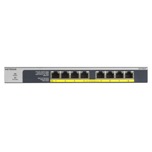 Netgear GS108LP - Unmanaged - Gigabit Ethernet (10/100/1000) - Power over Ethernet (PoE) - Rack-Einbau - 1U - Wandmontage