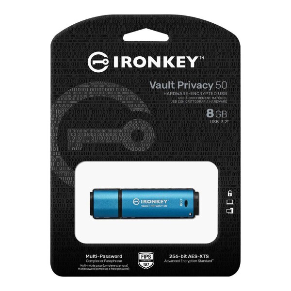 Kingston 8GB IronKey Vault Privacy 50 AES-256 Encrypted FIPS 197 - USB-Stick
