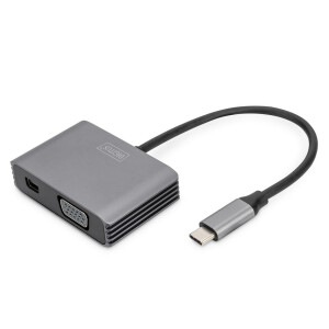 DIGITUS DA-70825 - USB-C - mini DP + VGA Adapter, 20 cm...