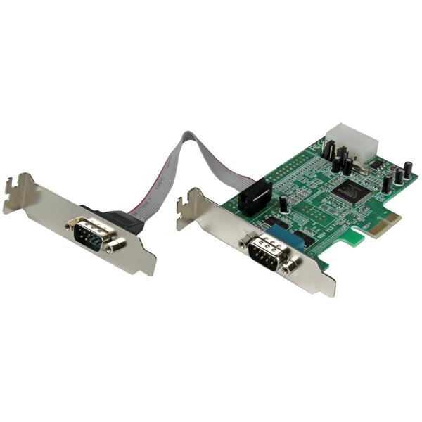 StarTech.com 2 Port Seriell RS232 PCI Express Low Profile Schnittstellenkarte mit 16550 UART - PCIe - Seriell - PCIe 1.1 - RS-232 - Grün - ASIX - MCS9922CV-AA
