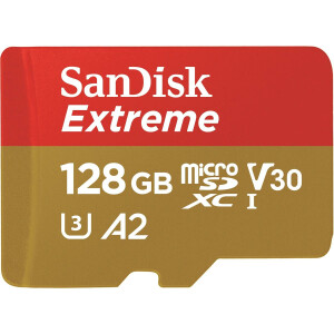 SanDisk Extreme microSDXC 128GB SD Adapter Action Cams and Drones 170MB/s 80MB/s A2 C10 V30 UHS-I U3