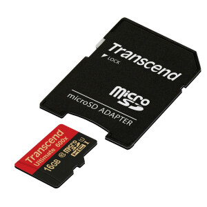 Transcend 16GB microSDHC Class 10 UHS-I (Ultimate) - 16 GB - MicroSDHC - Klasse 10 - MLC - 90 MB/s - Schwarz - Rot