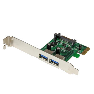 StarTech.com 2 Port PCI Express SuperSpeed USB 3.0 Schnittstellenkarte mit UASP - SATA Strom - PCIe - USB 3.2 Gen 1 (3.1 Gen 1) - Niedriges Profil - PCIe 2.0 - Gr&uuml;n - Metallisch - CE - FCC - TAA - REACH