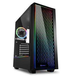 Sharkoon RGB LIT 200 - Midi ATX Tower - PC - Schwarz - ATX,Micro ATX,Mini-ITX - Rot/Gr&uuml;n/Blau - Taschenl&uuml;fter - Vorderseite