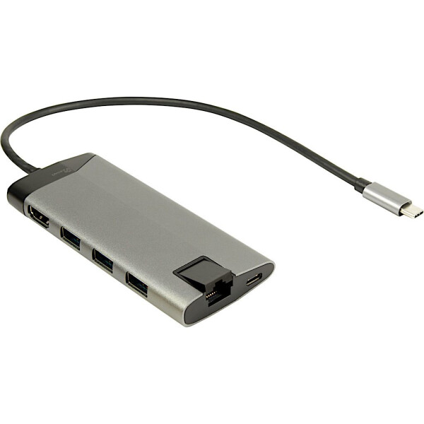 Inter-Tech GDC-802 - USB 3.2 Gen 1 (3.1 Gen 1) Type-C - HDMI - RJ-45 - MMC - MicroSD (TransFlash) - 1000 Mbit/s - 30 Hz - 3840 x 2160